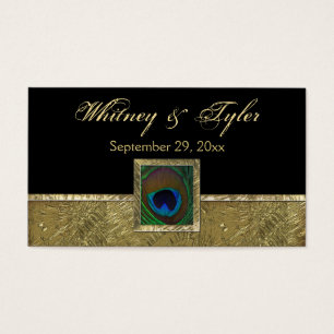 Tag Dourado do favor do casamento da pena do pavã