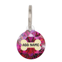 Etiqueta Pet Redonda com Diamante Vermelho