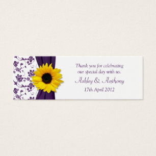 Tag florais do favor do casamento do damasco roxo