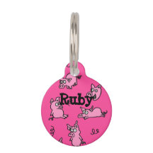 Placa de Identificação de Pet Porco Rosa