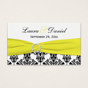 Tag preto, branco, amarelo do favor do casamento