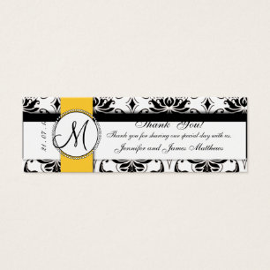 Tag preto do favor do casamento do amarelo do