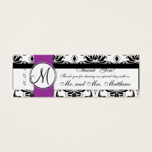 Tag roxo do favor do casamento do damasco preto do