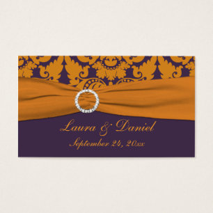 Tag roxo e alaranjado do favor do casamento tema