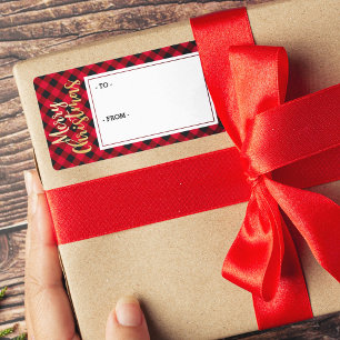 Tag vermelho do presente da etiqueta da xadrez do