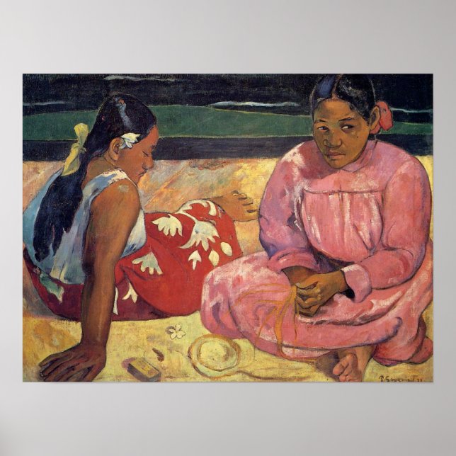 Tahitian Women on Beach - Paul Gauguin Impressão (Frente)