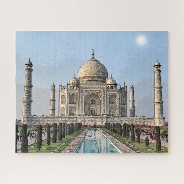 Taj Mahal - Quebra-cabeça de óleo de cartoon (Horizontal)