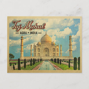 Taj Mahal - Viagens vintage do cartão postal Índia