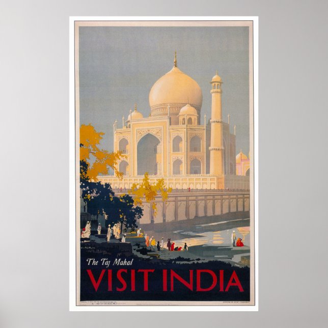 Taj Mahal - Visite o Poster da Índia (Frente)