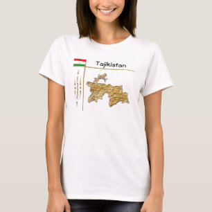 Tajikistão Mapa + Bandeira + Título T-Shirt
