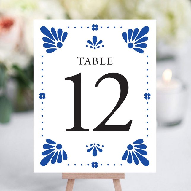 Talavera Mexicano Numero da Mesa Casada (Talavera Mexican Wedding Table Number by Fiesta Valley Print)