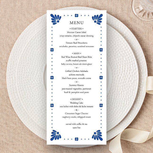 Talavera Mexicano Wedding Menu (Talavera Mexican Wedding Menu by Fiesta Valley Print)