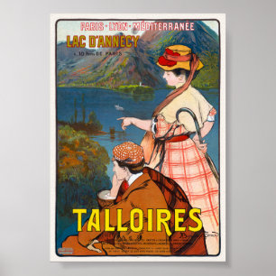 Talões. Poster vintage Lac D'annecy 1910