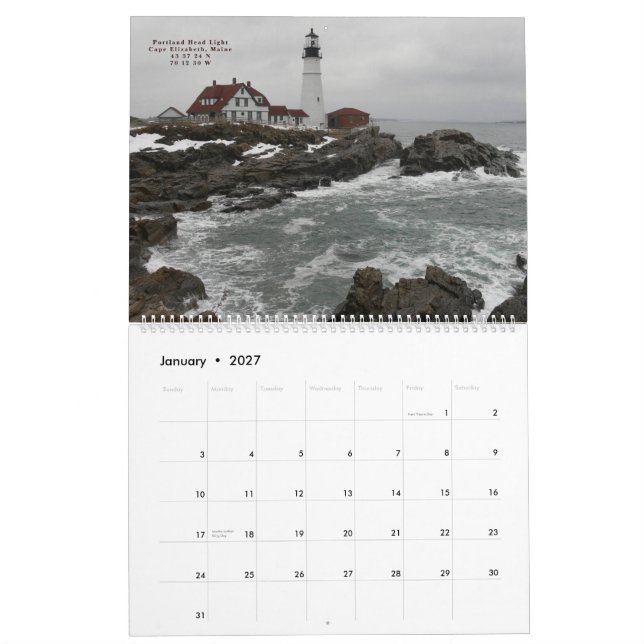 Tamanho 2014 super do calendário do farol de Nova (Jan 2027)