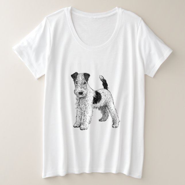 Tamanho Mais Fox Terrier T-Shirt (Frente do Design)