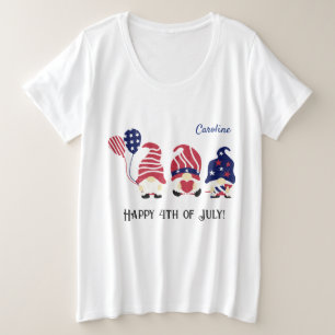 Tamanho Mais Nome 4 de julho Gnomos Comfy T-Shirt