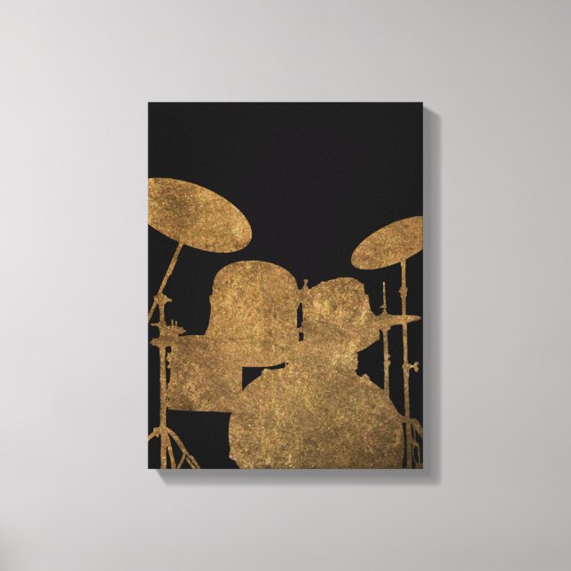 Tambor Kit Silhouter Canvas Drummer Música Arte (Frente)