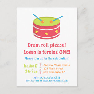 Tambor Roll Boy primeiros Convites de festas de an