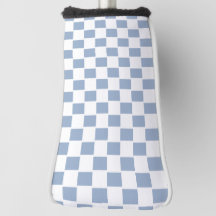 Tampa de Cabeça de Golfe Xadrez Azul e Branco Quad