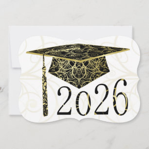 Tampa de Flores Preto e Dourado Cartão 2026
