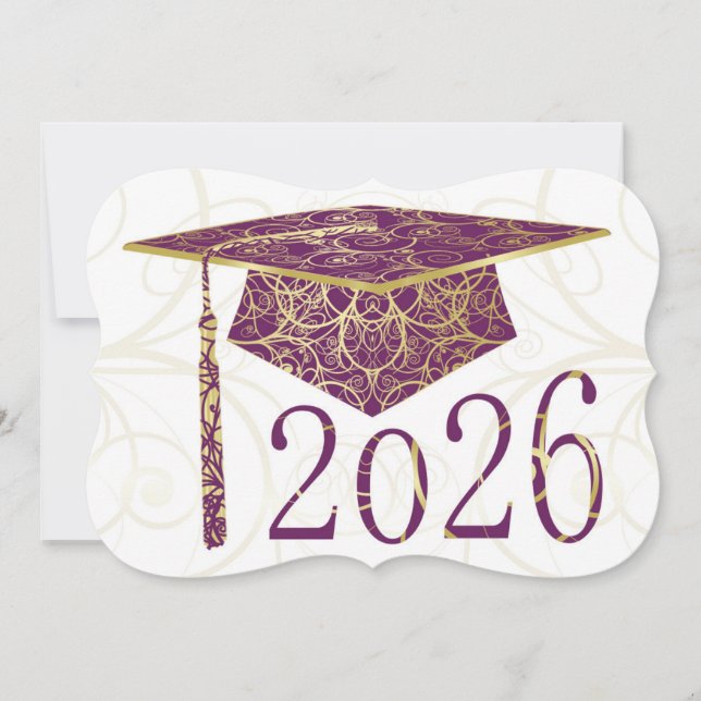 Tampa de Flores Roxas e Douradas Cartão 2026 (Frente)