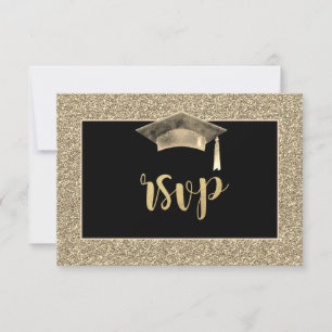 Tampa de Graduação Brilhante Dourada Chic RSVP Fes