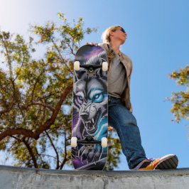 Tampa de skate com cabeça de lobo rosnando