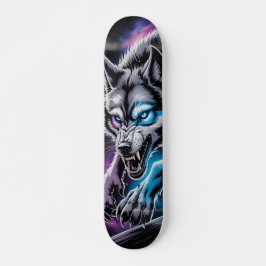 Tampa de skate com cabeça de lobo rosnando