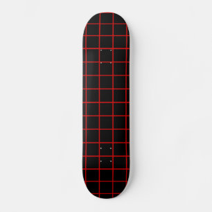 Tampa de Skate com Padrão de Grade Vermelho e Pret