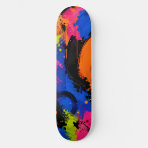 Tampa de Skate com Salpico de Pintura Abstrata em 