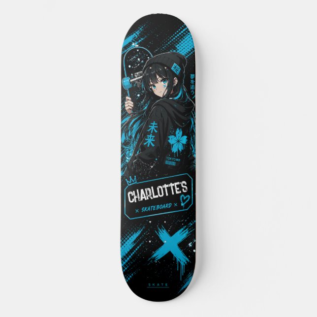 Tampa de Skate Cyan de Anime Personalizada (Frente)