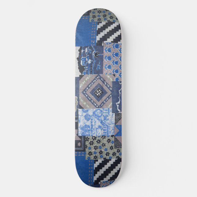 Tampa de Skate em Patchwork Azul (Frente)