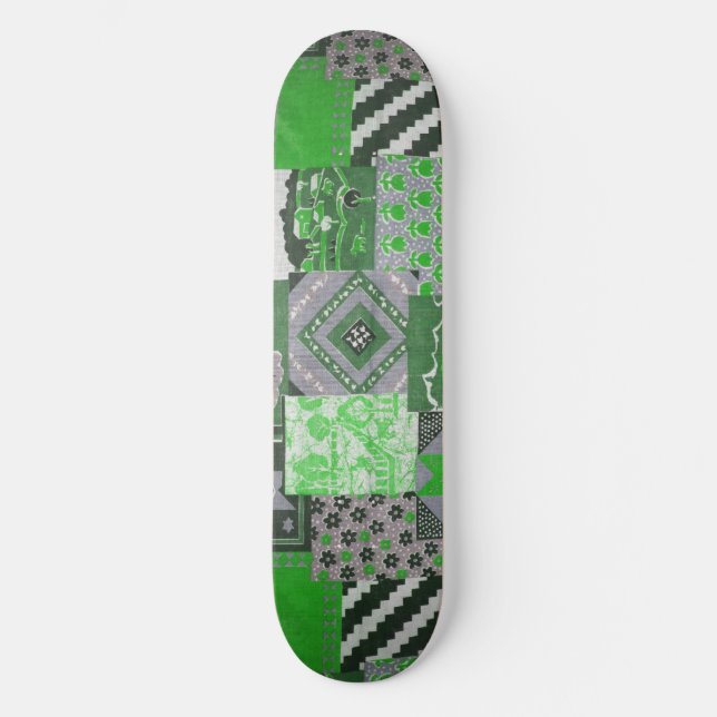 Tampa de Skate em Patchwork Verde (Frente)