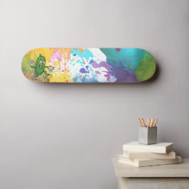 Tampa de skateboard colorida com respingos de tint