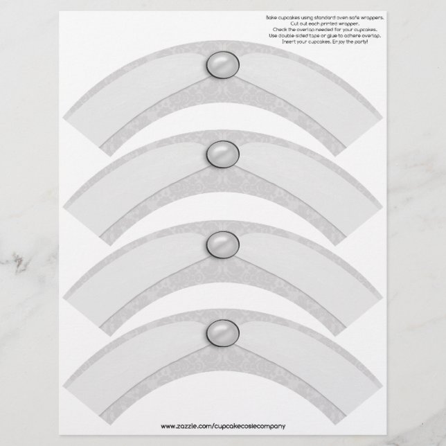 Tampa do Cupcake da fita da pérola do Damask - CIN (Frente)