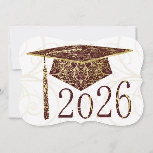 Tampa e Floral Marrom e Dourado Cartão 2026
