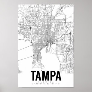 Tampa Flórida Minimalista Map Art Poster