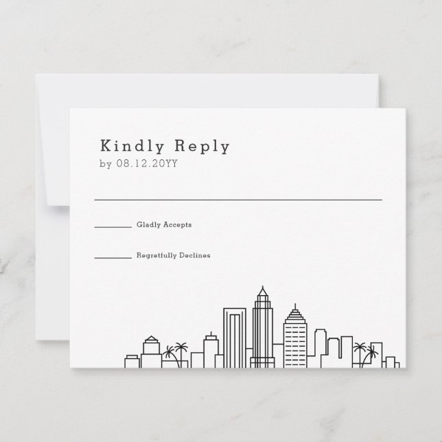 Tampa, Florida Wedding | RSVP Skyline Estilizado (Frente)