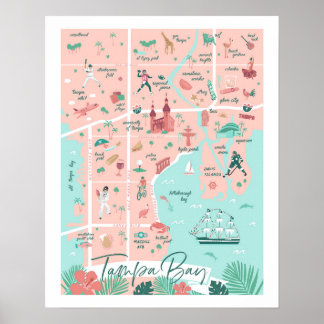 Tampa Map Impressão 16"x20"