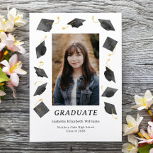 Tampas de Formatura em Aquarela Anúncio de Graduaç
