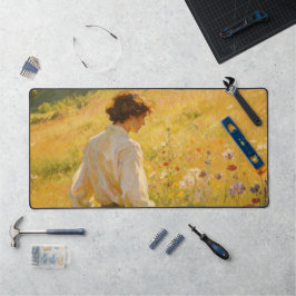 Tampo de Mesa com Pintura a Óleo de Campo de Flore
