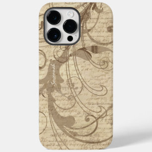 Tan Beige Earth Tones Vintage Escrevendo Swirl iPh