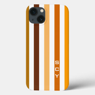 Tan Brown Orange Vertical Stripes Monograma