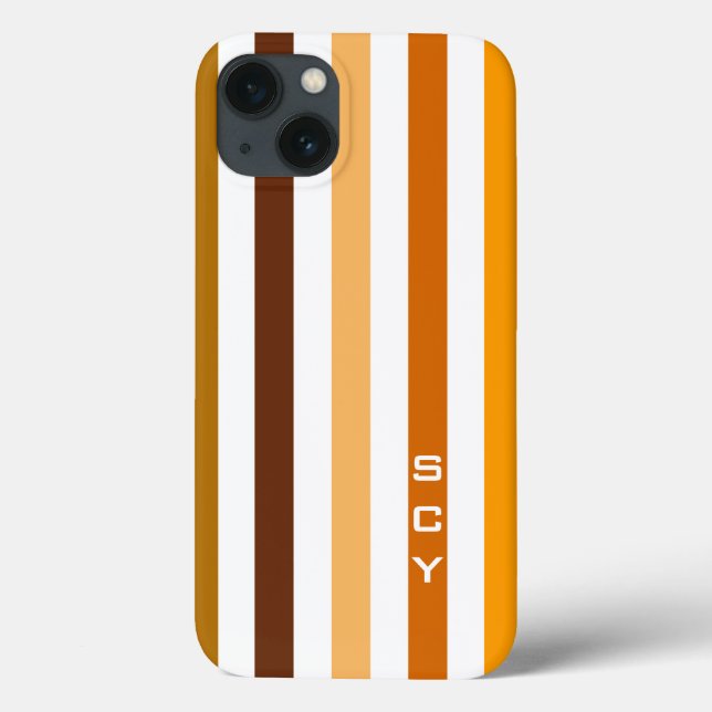 Tan Brown Orange Vertical Stripes Monograma (Verso)