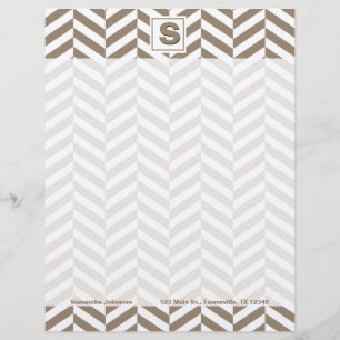 Tan White Herringbone Monograma