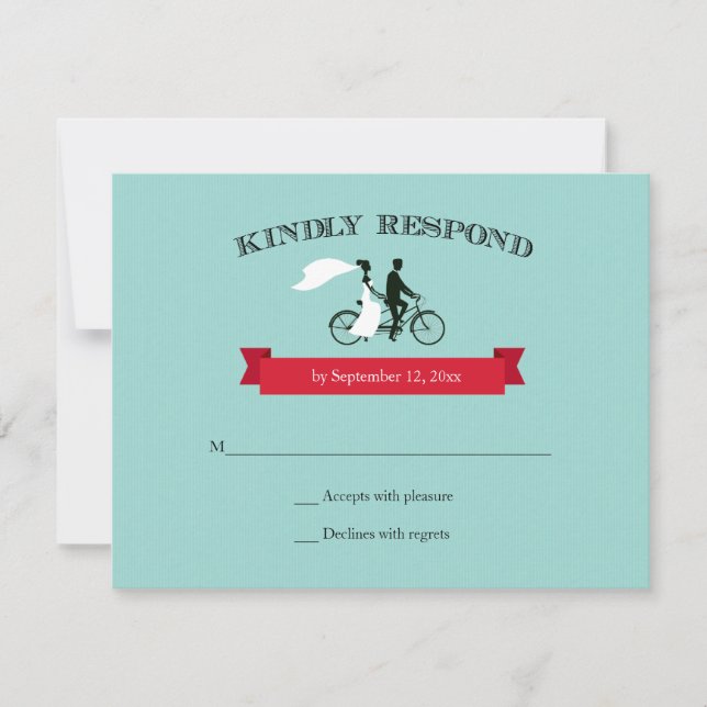 Tandem Bicycle Aqua Wedding RSVP (Frente)