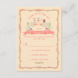 Tandem Bicycle, Birds and Banner Wedding RSVP