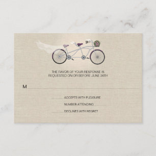 Tandem Plum Bicycle Weding Faux Linen RSVP
