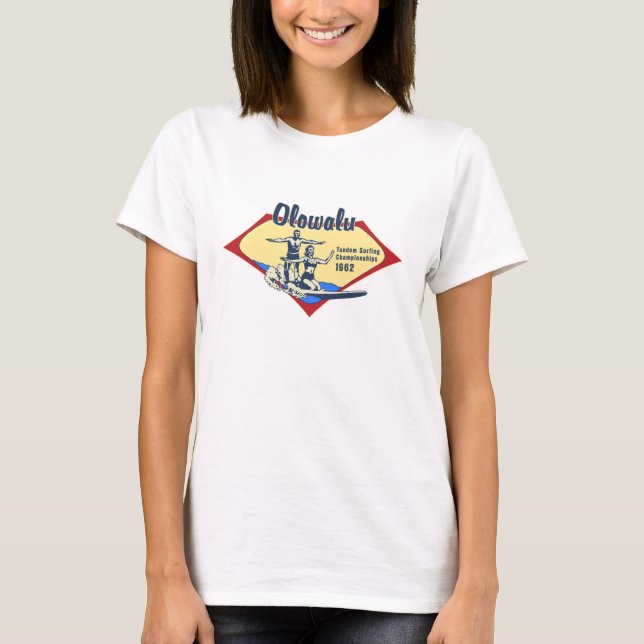 Tandem Surfing Hawaiian Gals T-shirts (Frente)