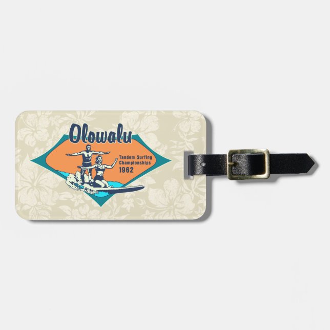 Tandem Surfing Hawaiian Surfboard Lubags Tags (Frente Horizontal)